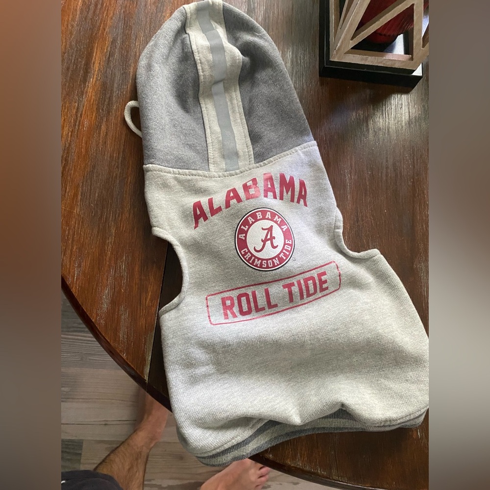 Gray and White Alabama Roll Tide Dog Hoodie